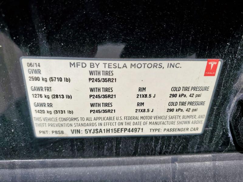 5YJSA1H15EFP44971 - 2014 TESLA MODEL S შავი ფოტო 13