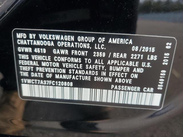 1VWCT7A37FC120808 - 2015 VOLKSWAGEN PASSAT SEL BLACK photo 13