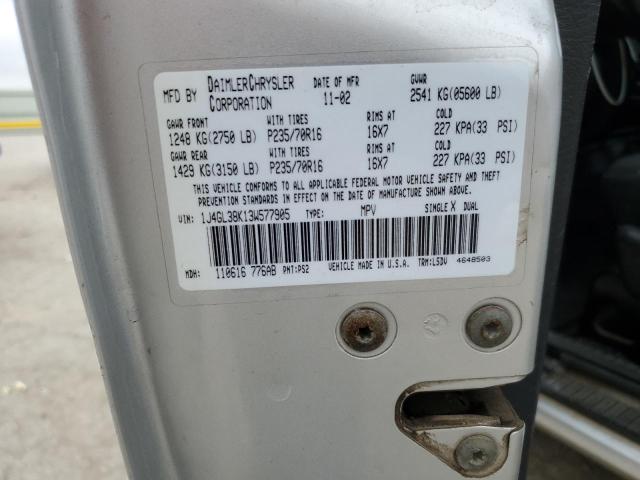 1J4GL38K13W577905 - 2003 JEEP LIBERTY RENEGADE SILVER photo 12