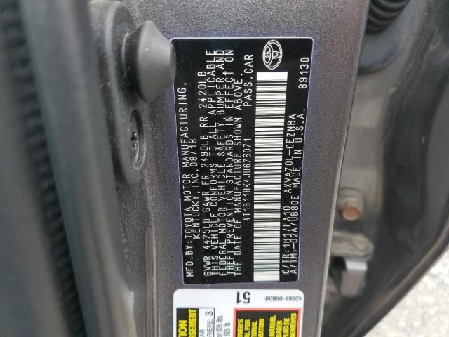 4T1B11HK4JU676071 - 2018 TOYOTA CAMRY L Gri fotoğraf 12