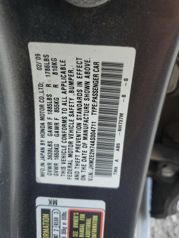 JHMZE2H74AS004711 - 2010 HONDA INSIGHT EX GRAY photo 12