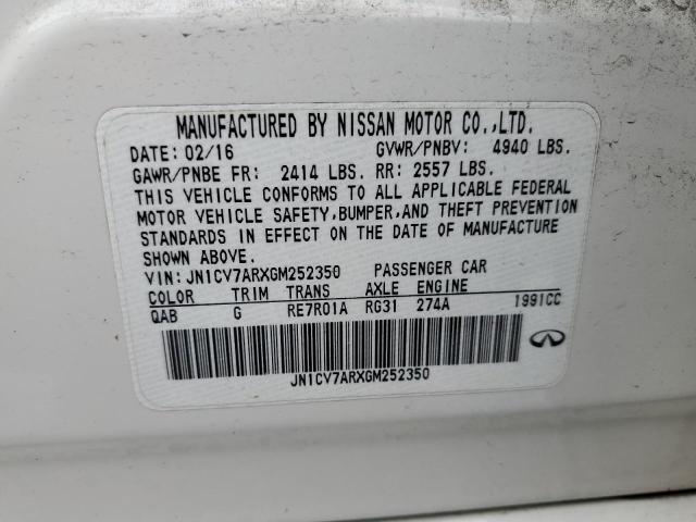 JN1CV7ARXGM252350 - 2016 INFINITI Q50 BASE Blanco foto 12
