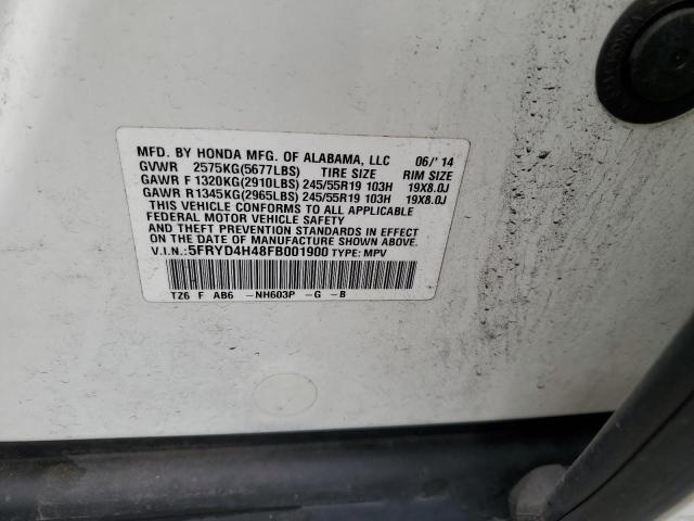 5FRYD4H48FB001900 - 2015 ACURA MDX TECHNOLOGY WHITE photo 13