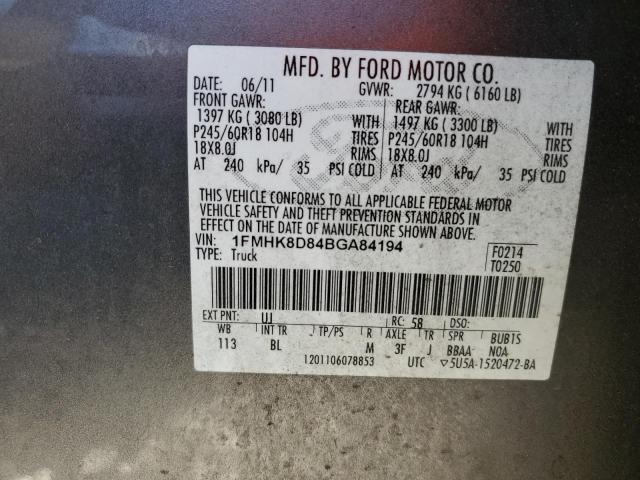 1FMHK8D84BGA84194 - 2011 FORD EXPLORER XLT CHARCOAL photo 13