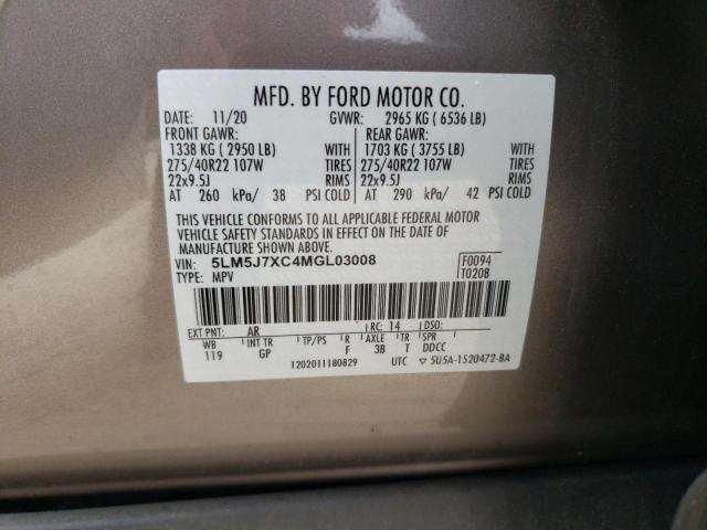 5LM5J7XC4MGL03008 - 2021 LINCOLN AVIATOR RESERVE Qəhvəyi foto 13