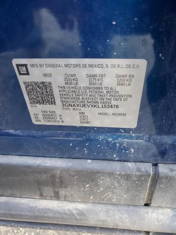 3GNAXUEVXKL153476 - 2019 CHEVROLET EQUINOX LT 蓝色 照片 13