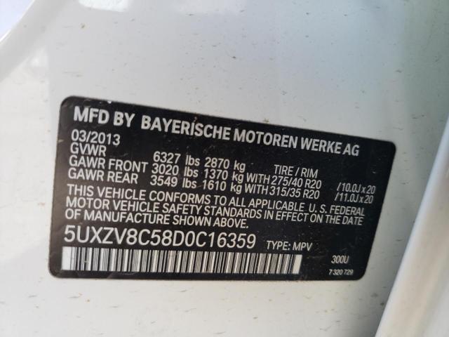 5UXZV8C58D0C16359 - 2013 BMW X5 XDRIVE50I WHITE photo 13