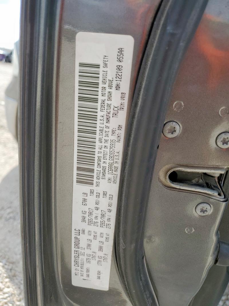 1C6RR6LG9DS575935 - 2013 RAM 1500 SLT Szary zdjęcie 12