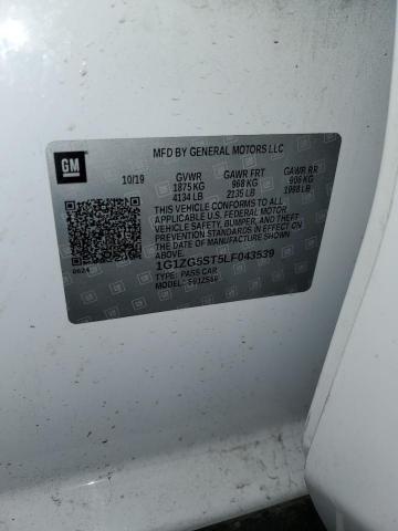 1G1ZG5ST5LF043539 - 2020 CHEVROLET MALIBU RS თეთრი ფოტო 12