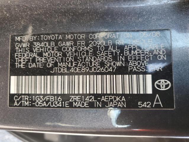 JTDBL40E89J026047 - 2009 TOYOTA COROLLA BASE 灰色 照片 12
