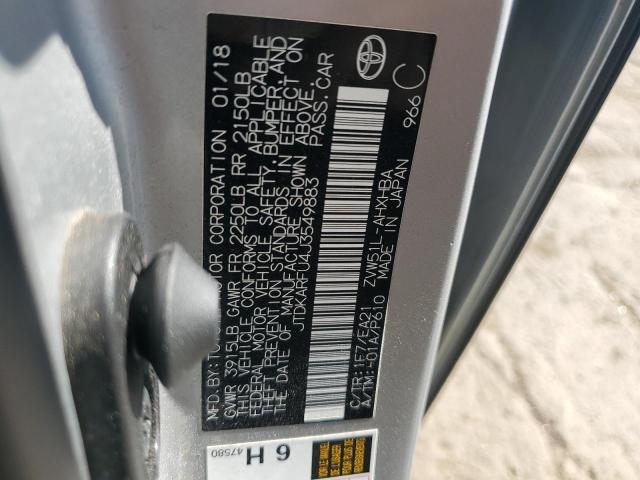 JTDKARFU4J3549883 - 2018 TOYOTA PRIUS 银色 照片 12