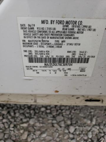 MAJ3S2GE7KC309704 - 2019 FORD ECOSPORT SE WHITE photo 13