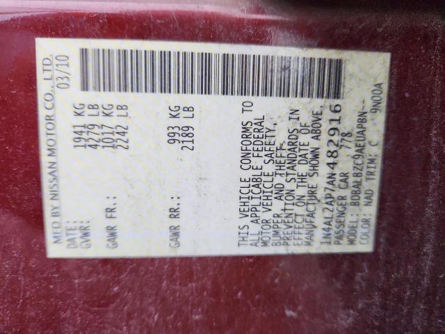 1N4AL2AP7AN482916 - 2010 NISSAN ALTIMA BASE Qırmızı foto 12