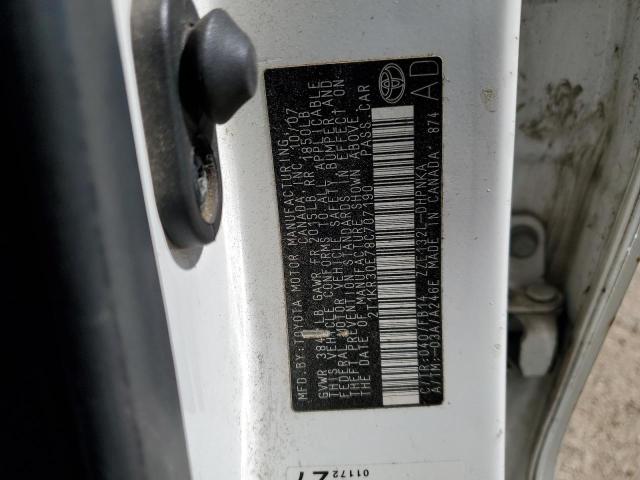 2T1KR30E78C707190 - 2008 TOYOTA COROLLA MA XR WHITE photo 13