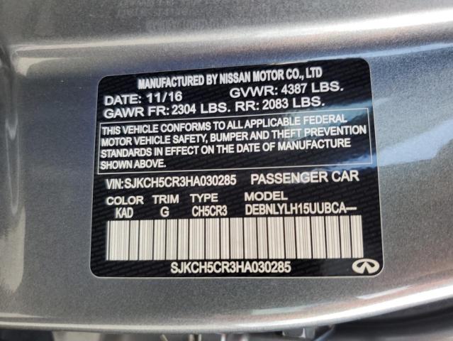 SJKCH5CR3HA030285 - 2017 INFINITI QX30 BASE Silber Foto 13