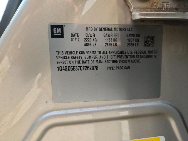 1G4GD5E37CF262078 - 2012 BUICK LACROSSE PREMIUM Beige foto 12