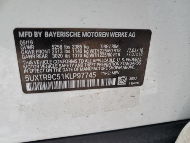 5UXTR9C51KLP97745 - 2019 BMW X3 XDRIVE30I WHITE photo 14