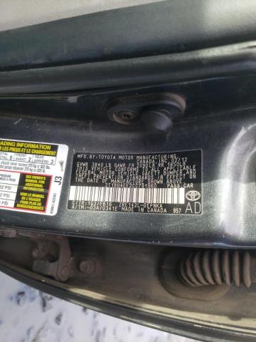 2T1BU4EE2CC791960 - 2012 TOYOTA COROLLA BASE GRAY photo 12