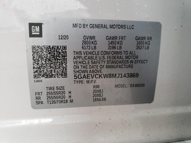 5GAEVCKW8MJ143869 - 2021 BUICK ENCLAVE AVENIR WHITE photo 14