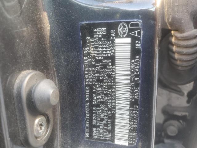 2T1BURHE9JC114636 - 2018 TOYOTA COROLLA L Сұр фото 13