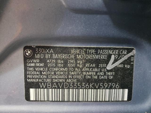 WBAVD33536KV59796 - 2006 BMW 330 XI SILVER photo 10