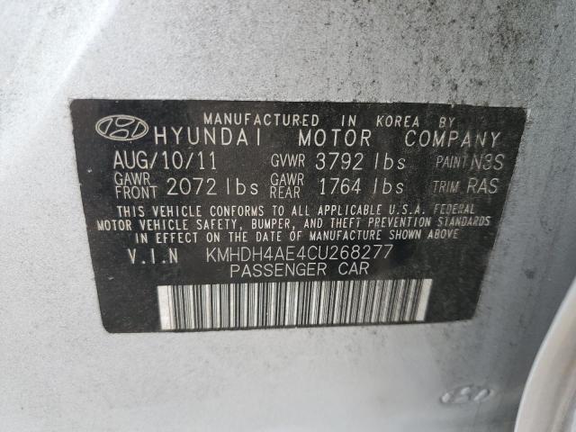 KMHDH4AE4CU268277 - 2012 HYUNDAI ELANTRA GLS SILVER photo 12