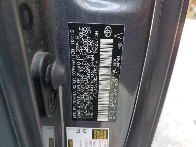 JTKJF5C78C3039214 - 2012 TOYOTA SCION TC ნაცრისფერი ფოტო 12