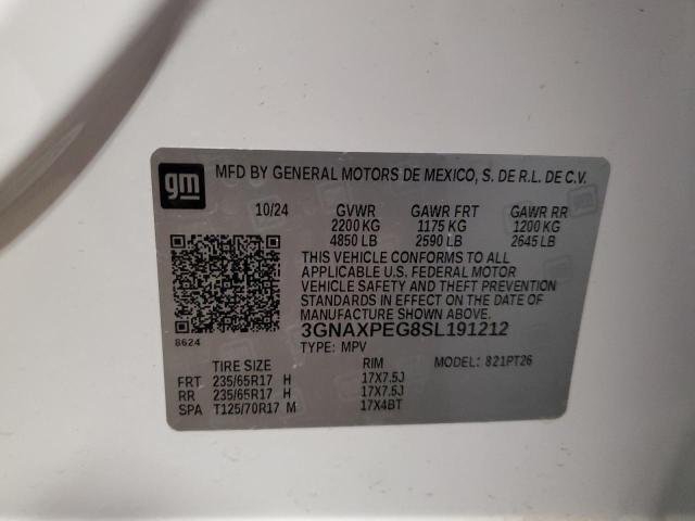 3GNAXPEG8SL191212 - 2025 CHEVROLET EQUINOX LT WHITE photo 14