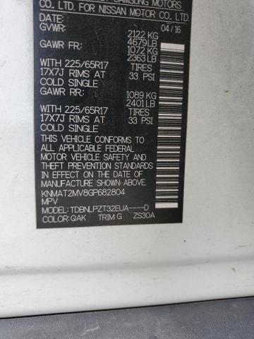 KNMAT2MV8GP682804 - 2016 NISSAN ROGUE S 白色 照片 12