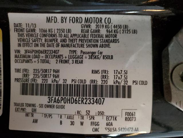 3FA6P0HD6ER233407 - 2014 FORD FUSION SE BLACK photo 13