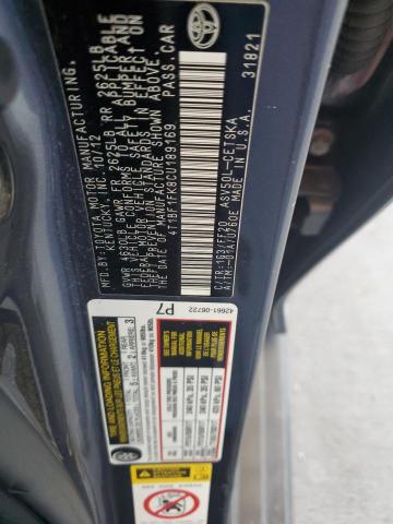 4T1BF1FK8CU189169 - 2012 TOYOTA CAMRY BASE GRAY photo 14