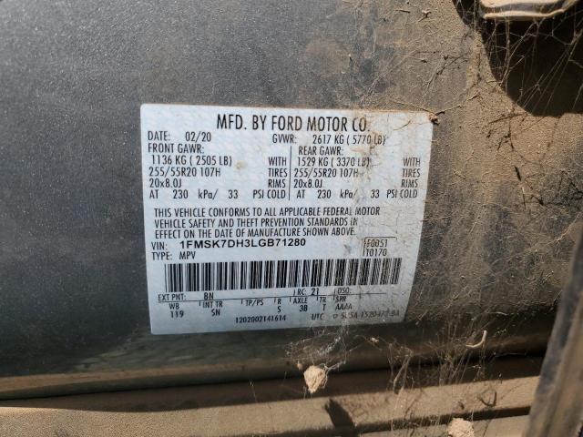 1FMSK7DH3LGB71280 - 2020 FORD EXPLORER XLT მწვანე ფოტო 14