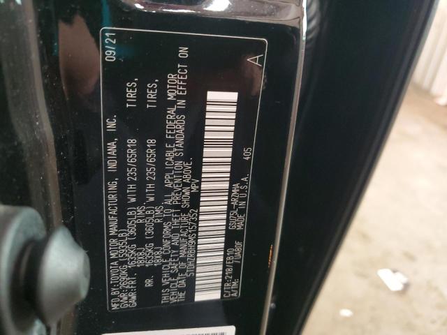 5TDHZRBH9MS157352 - 2021 TOYOTA HIGHLANDER XLE შავი ფოტო 13