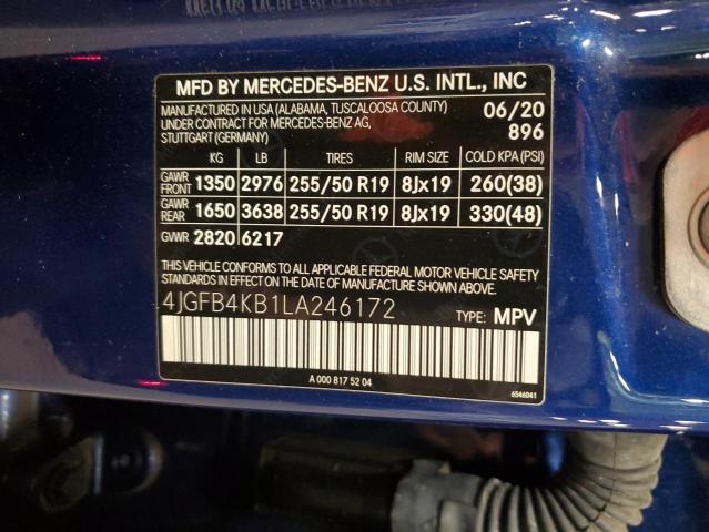 4JGFB4KB1LA246172 - 2020 MERCEDES-BENZ GLE 350 4MATIC BLUE photo 13