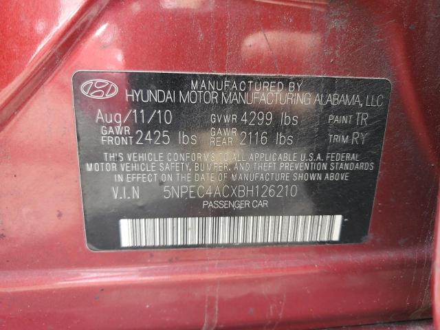 5NPEC4ACXBH126210 - 2011 HYUNDAI SONATA SE RED photo 12
