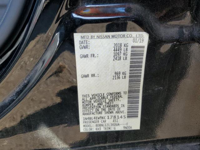 1N4BL4EW9KC178145 - 2019 NISSAN ALTIMA SL 黑色 照片 12