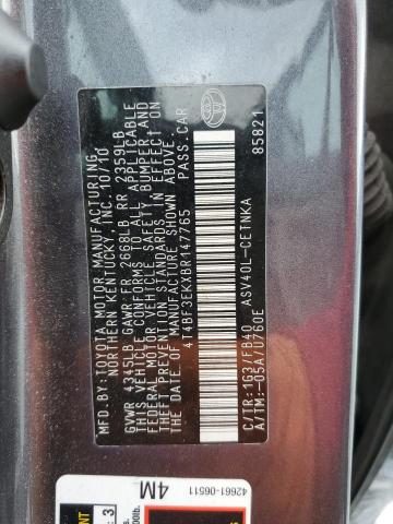 4T4BF3EKXBR147765 - 2011 TOYOTA CAMRY BASE GRAY photo 13