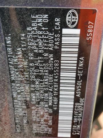 4T4BF1FK8FR455283 - 2015 TOYOTA CAMRY LE GRAY photo 12