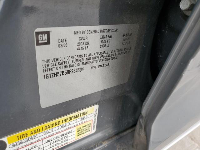 1G1ZH57B58F234804 - 2008 CHEVROLET MALIBU 1LT GRAY photo 12