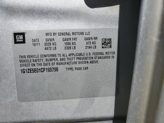 1G1ZE5E01CF193798 - 2012 CHEVROLET MALIBU LTZ ვერცხლისფერი ფოტო 12