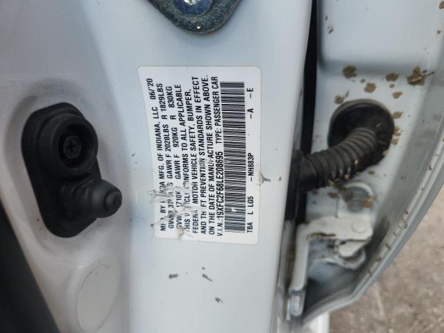 19XFC2F68LE208695 - 2020 HONDA CIVIC LX WHITE photo 12