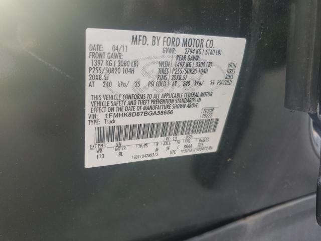 1FMHK8D87BGA58656 - 2011 FORD EXPLORER XLT BLACK photo 13