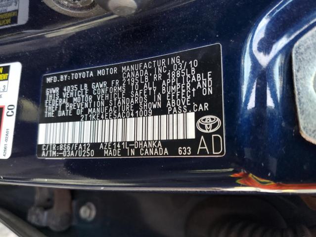 2T1KE4EE5AC041009 - 2010 TOYOTA MATRIX S BLUE photo 12