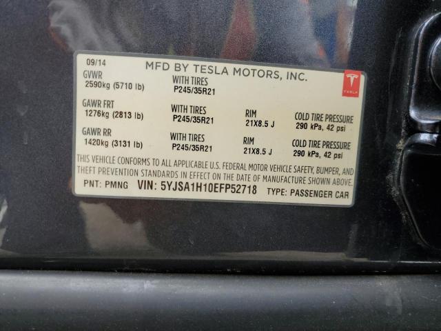 5YJSA1H10EFP52718 - 2014 TESLA MODEL S 灰色 照片 12