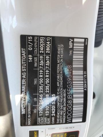 WDCGG8JB5FG395408 - 2015 MERCEDES-BENZ GLK 350 4MATIC WHITE photo 12