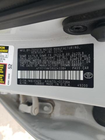 4T1T11AK5RU243384 - 2024 TOYOTA CAMRY SE NIGHT SHADE WHITE photo 12