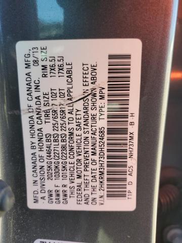 2HKRM3H73DH524685 - 2013 HONDA CR-V EXL GRAY photo 13