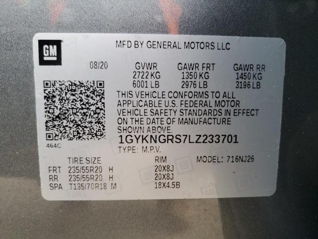 1GYKNGRS7LZ233701 - 2020 CADILLAC XT5 SPORT GRAY photo 13