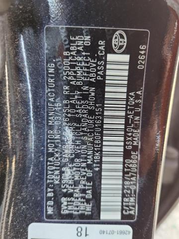 4T1BK1EB0FU163151 - 2015 TOYOTA AVALON XLE BLACK photo 13