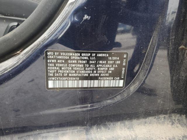 1VWCV7A30FC033410 - 2015 VOLKSWAGEN PASSAT SEL BLUE photo 13